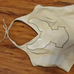 Harley-Davidson leather halter top